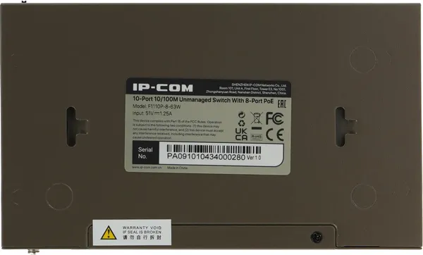 Изображение товара Коммутатор IP-COM F1110P-8-63W