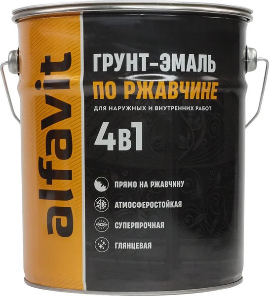 Изображение товара Грунт-эмаль Alfavit по ржавчине 4в1 (800г, графит)