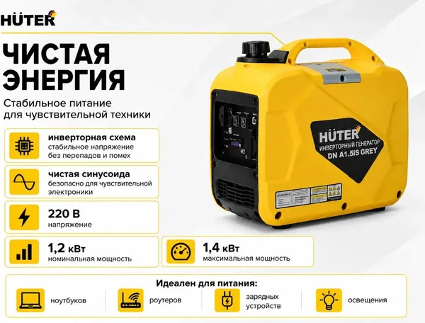 Изображение товара Инверторный генератор Huter GR DN А1.5iS (64/10/87)