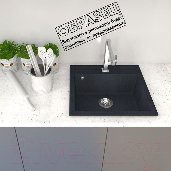 Изображение товара Мойка кухонная Aquasanita Quadro SQQ100 (черный металлик)