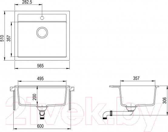 Изображение товара Мойка кухонная Aquasanita Quadro SQQ100 (черный металлик)