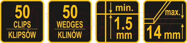 Изображение товара Система выравнивания плитки Vorel Клин 1.5мм + Клипса / 04691 (50шт+50шт)