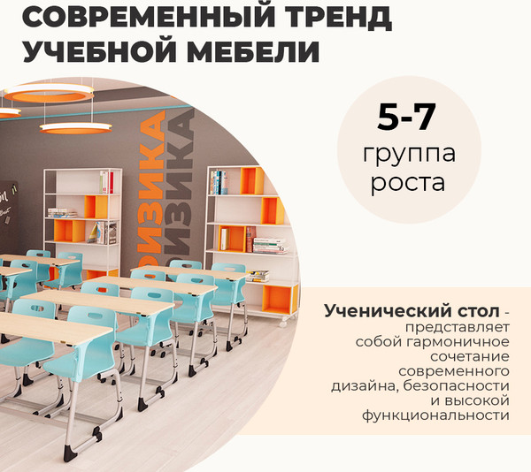 Изображение товара Парта Sheffilton SHT-T-TN30 г5-7 (двухм береза/алюминиевый металлик/серый)