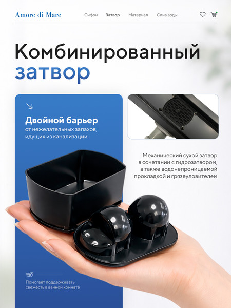 Изображение товара Трап для душа Amore di Mare Verso SD-100B (черный)