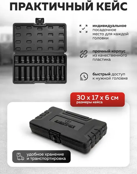 Изображение товара Набор головок слесарных Everforce EF-4201-BV30 (66381)