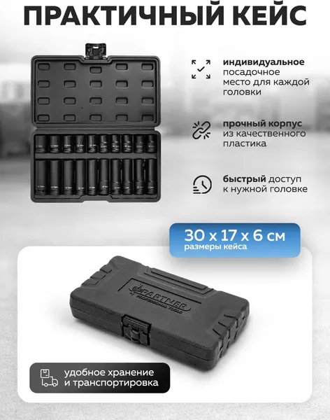 Изображение товара Набор головок слесарных Partner 4201-BV30 (66386)
