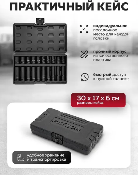 Изображение товара Набор головок слесарных Patron P-4201-BV30 (66387)