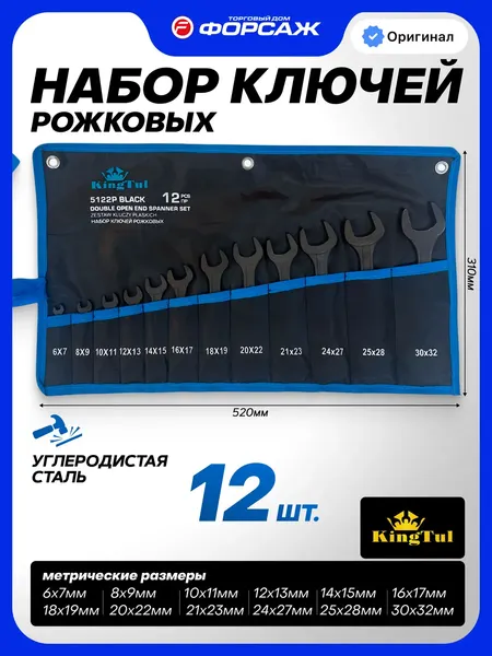 Изображение товара Набор ключей KingTul KT-5122P Black (67577)