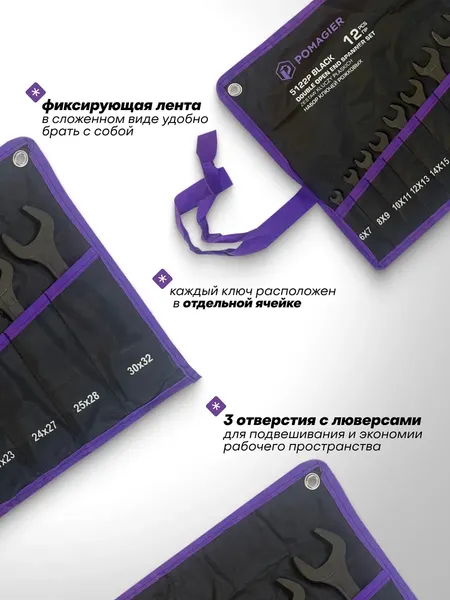 Изображение товара Набор ключей Pomagier POM-5122P Black (67580)