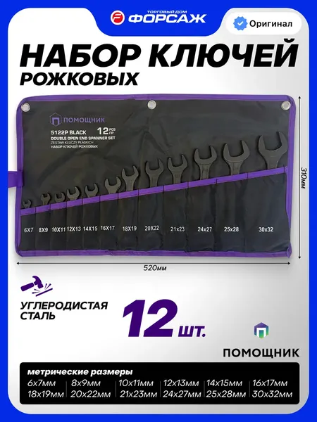 Изображение товара Набор ключей Помощник 5122P Black (67581)