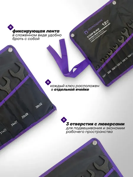 Изображение товара Набор ключей Помощник 5122P Black (67581)