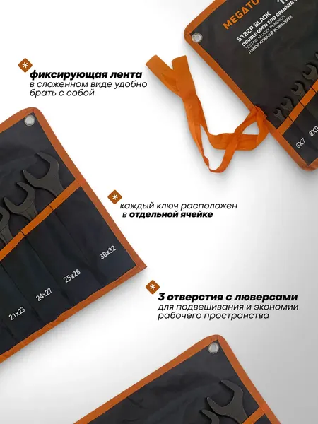 Изображение товара Набор ключей Megatools MT-5122P Black (67582)