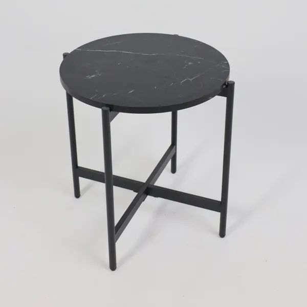 Изображение товара Журнальный столик AksHome Ely d45x50 (черный мрамор/черный)