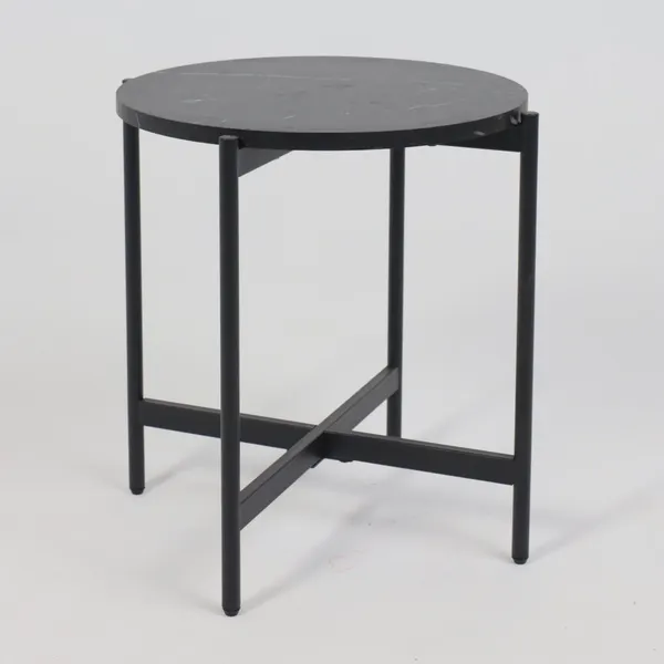 Изображение товара Журнальный столик AksHome Ely d45x50 (черный мрамор/черный)