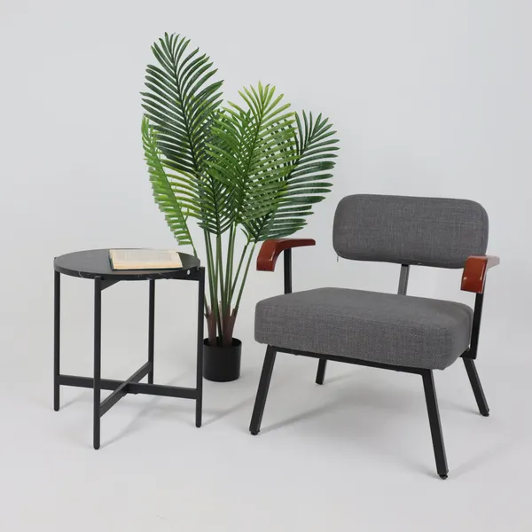 Изображение товара Журнальный столик AksHome Ely d45x50 (черный мрамор/черный)