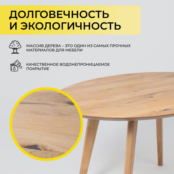Изображение товара Обеденный стол ОКА Эдисон 120x85x75 (дуб натуральный/дуб натуральный)