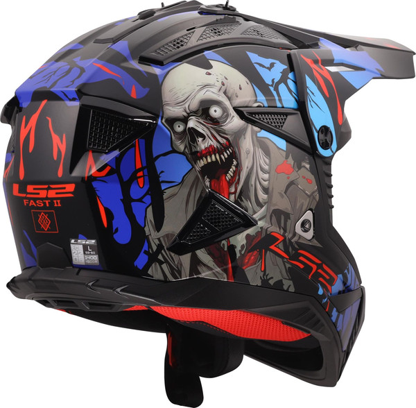 Изображение товара Мотошлем LS2 MX708 Fast II Zombie II (S, черный/красный/синий)