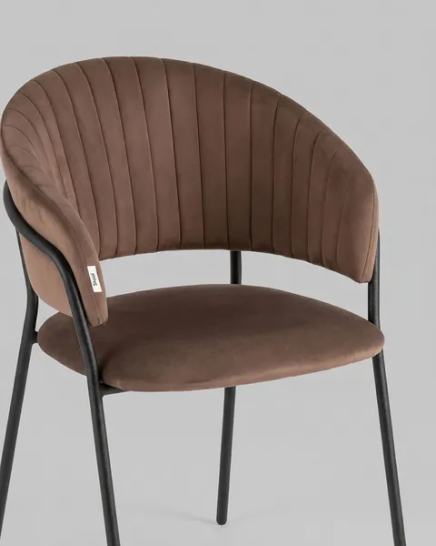 Изображение товара Стул Stool Group Бруно / AV 433-Sch-9005 (велюр коричневый/черный муар)