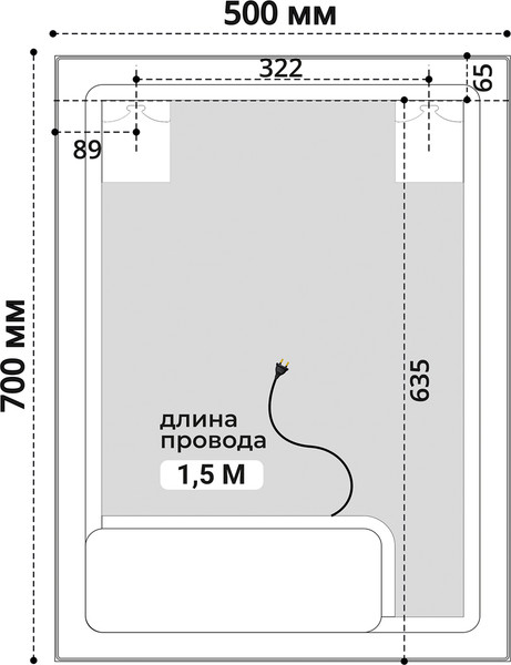 Изображение товара Зеркало Mixline Адор-Лайт-2 559302 (сенсорный выключатель, с подсветкой и подогревом)