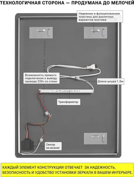 Изображение товара Зеркало Emze LED.UV.SMART.60.80.AUR.4K (золотой, с УФ-окантовкой и подсветкой)