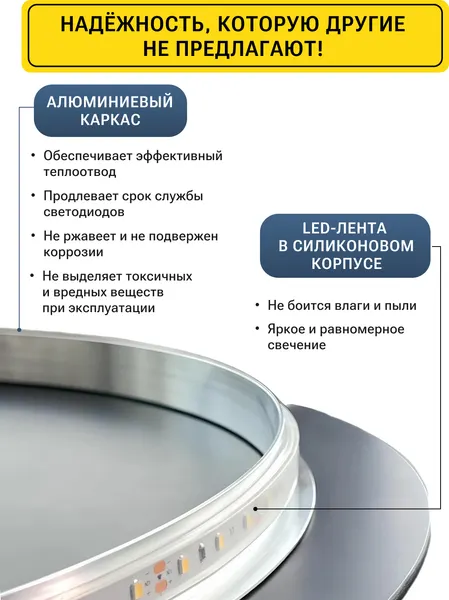 Изображение товара Зеркало Emze LED.UV.SMART.60.80.AUR.4K (золотой, с УФ-окантовкой и подсветкой)