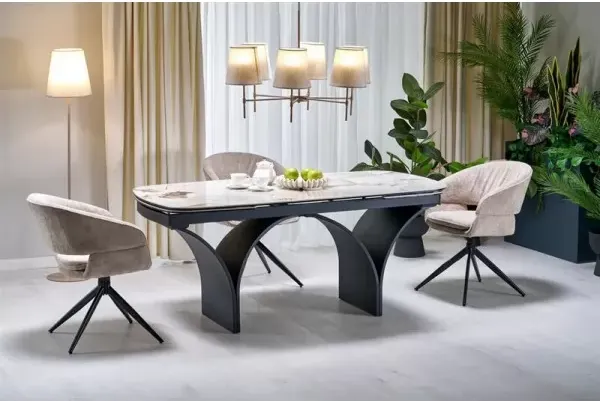 Изображение товара Обеденный стол Halmar Alter 180-260x90 (бежевый мрамор/черный)