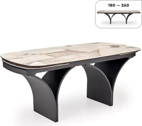 Изображение товара Обеденный стол Halmar Alter 180-260x90 (бежевый мрамор/черный)