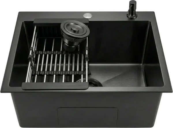 Изображение товара Мойка кухонная Wisent 6045BM-C (с сифоном, дозатором и коландером)