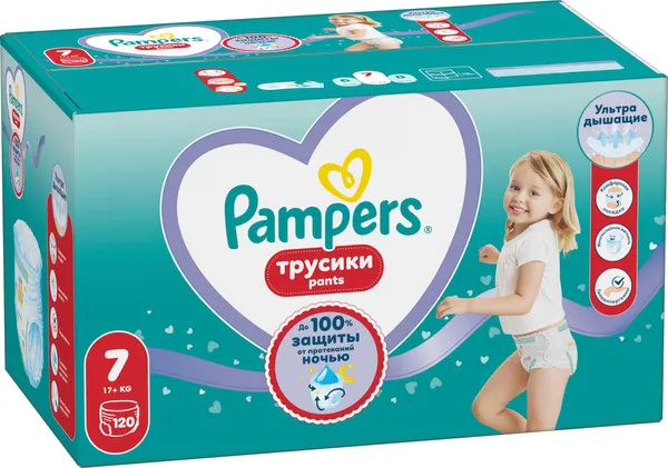 Изображение товара Подгузники-трусики детские Pampers Pants 7 (120шт)