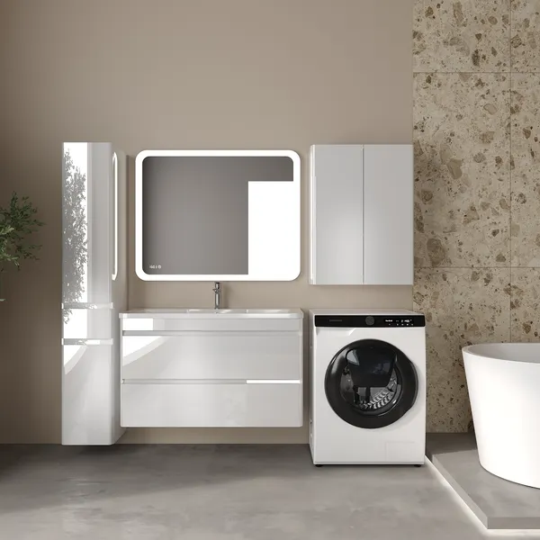 Изображение товара Тумба под умывальник Symbolite Атлантика 100 Люкс Plus (подвесная, белый глянец)