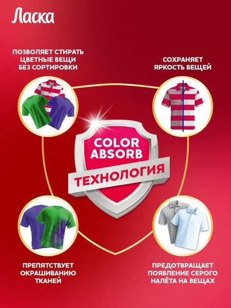 Изображение товара Салфетки для стирки Ласка От окрашивания тканей (40шт)