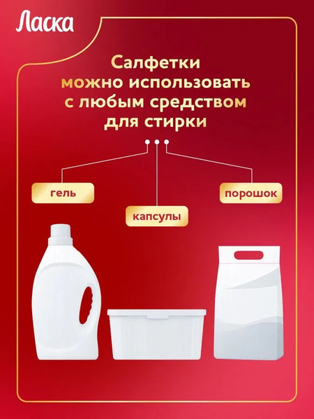 Изображение товара Салфетки для стирки Ласка От окрашивания тканей (40шт)