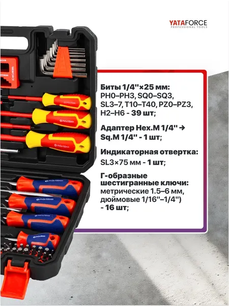 Изображение товара Набор отверток Yataforce YF-T207412 (67420), (72шт)