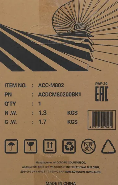 Изображение товара Корпус для компьютера Accord ACC-M802 (черный, без БП)