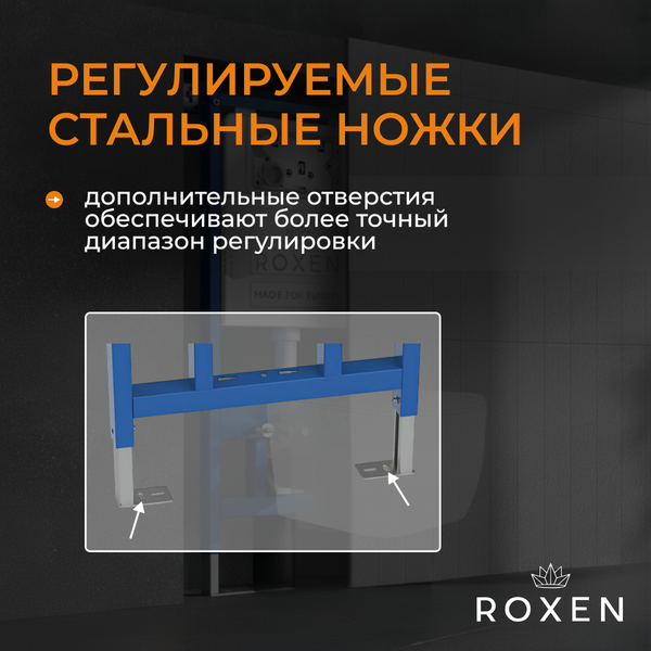 Изображение товара Инсталляция с подвесным унитазом Roxen StounFix Dual Fresh 966625 (с креплениями, шумоизоляционной плитой, аромадозатором и кнопкой смыва)