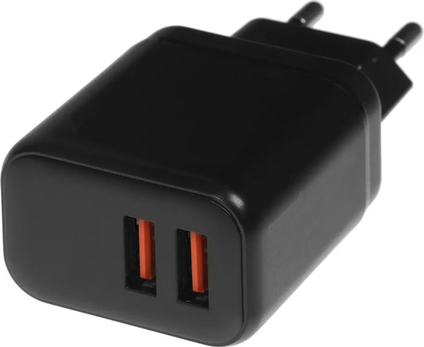 Изображение товара Адаптер питания сетевой BoraSCO 2xUSB-A 15Вт 3A / 52583 (черный)