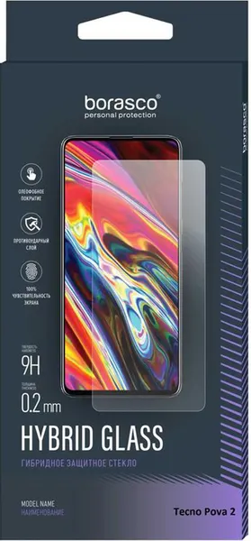 Изображение товара Защитное стекло для телефона BoraSCO Для Tecno Pova 2 гибридная / 40387