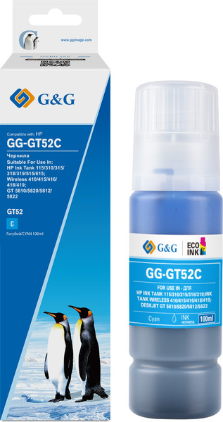 Изображение товара Контейнер с чернилами G&G GG-GT52C (100мл, голубой)