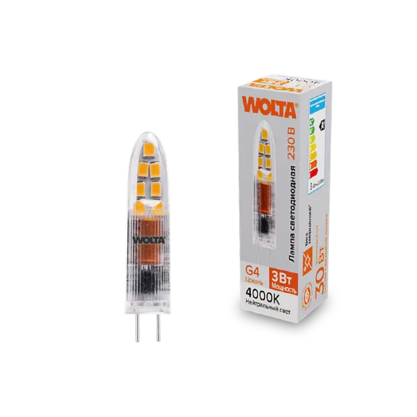 Изображение товара Лампа Wolta WSTD-JC-220V3W4KG4-P
