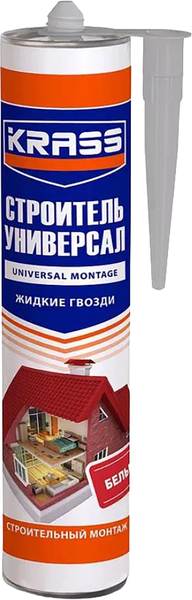 Изображение товара Жидкие гвозди KRASS Строительный монтаж универсальный / 2588 (300мл, белый)