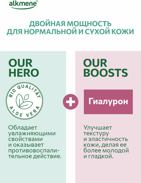 Изображение товара Гель для лица Alkmene С гиалуроном, для нормальной и сухой кожи / 40056930 (200мл)