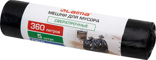 Изображение товара Пакеты для мусора Laima 702688 (360л, 5шт, черный)