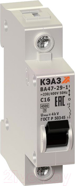 Изображение товара Выключатель автоматический КЭАЗ ВА 47-29-1С63-УХЛ3 / 141590