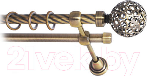 Изображение товара Карниз для штор Lm Decor Ажур 095 2р витой (антик, 3м)