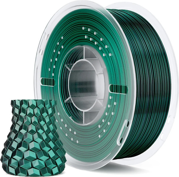 Изображение товара Пластик для 3D-печати Elegoo Pla Silk 50.203.0707 (1кг, черно-зеленый шелк)