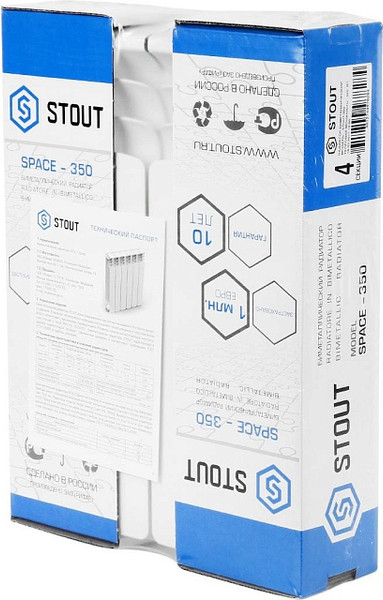 Изображение товара Радиатор биметаллический Stout Space 350 / SRB-0310-035004 (4 секции)