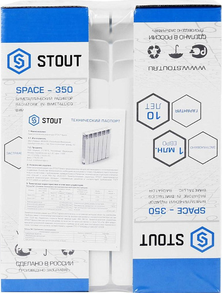 Изображение товара Радиатор биметаллический Stout Space 350 / SRB-0310-035004 (4 секции)