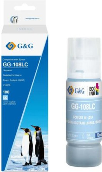 Изображение товара Контейнер с чернилами G&G GG-108LC (70мл, светло-голубой)