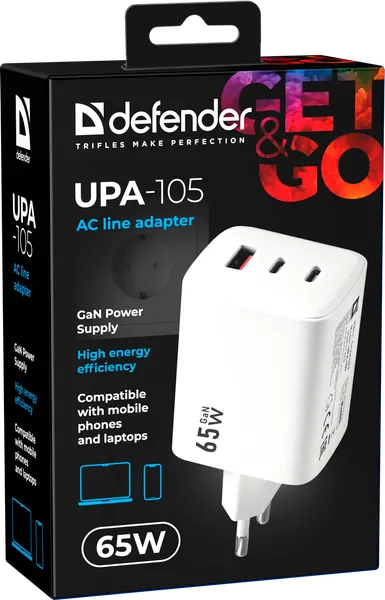Изображение товара Адаптер питания сетевой Defender UPA-105 / 83265 (белый)