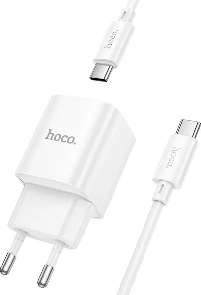 Изображение товара Зарядное устройство сетевое Hoco C147A Charm с кабелем Type-C to Type-C (белый)